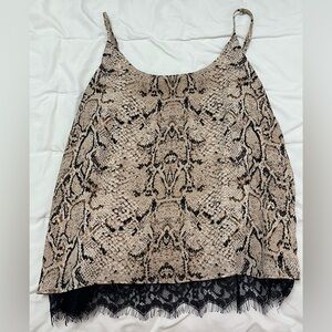 Rachel Zoe Tan and Black Snake Print Camisole